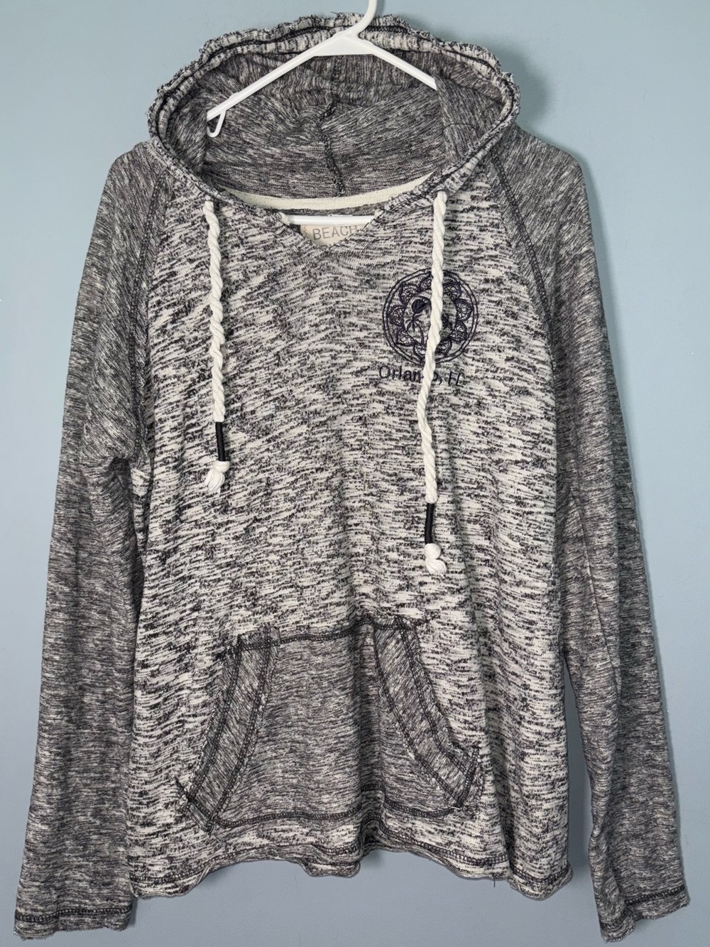 Beach By Exist Women's Medium Gray Marled Hooded Pullover Sweatshirt Orlando FL